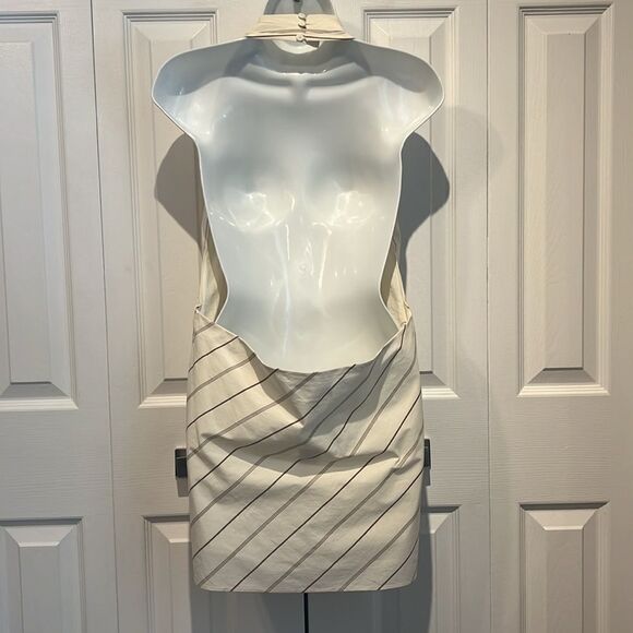 Banana Republic Cream/ Brown Striped Halter‎ Backless Top Size M Nwt - Picture 7 of 14